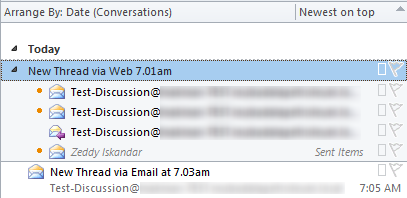 Outlook Conversation View after Discussion Board Customization
